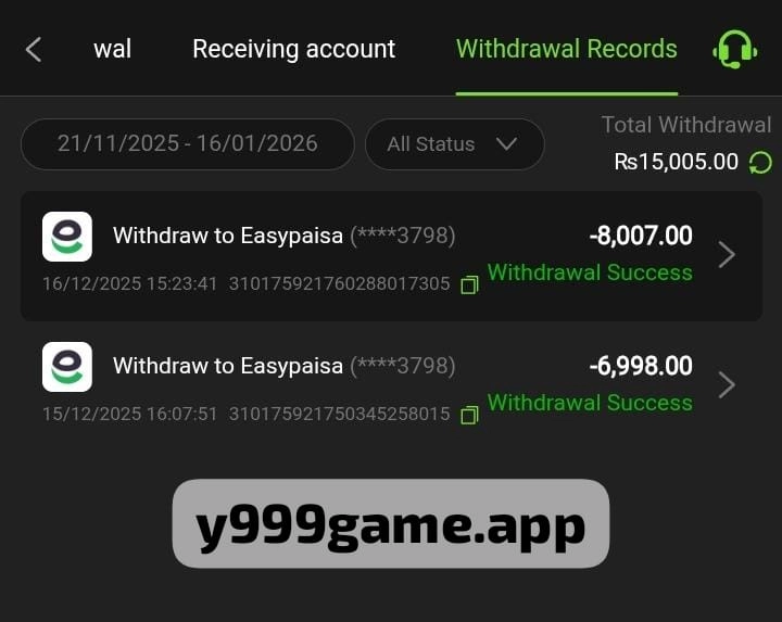 Y999 Withdrawal Proof 